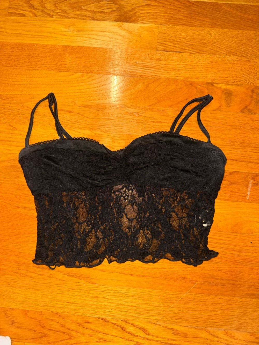 Black Lace Bralette Crop Top - Women Intimates